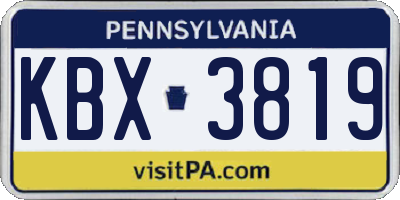 PA license plate KBX3819
