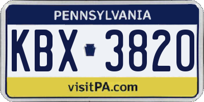 PA license plate KBX3820