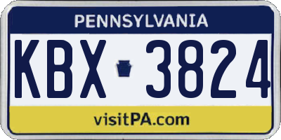 PA license plate KBX3824