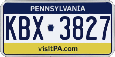 PA license plate KBX3827