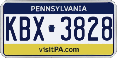 PA license plate KBX3828