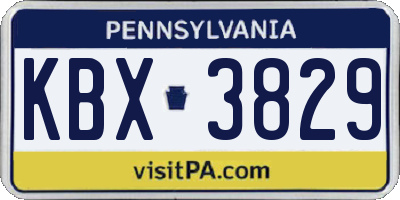 PA license plate KBX3829