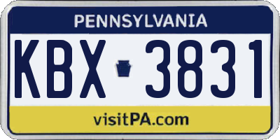 PA license plate KBX3831