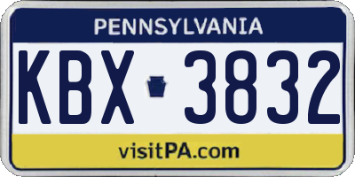 PA license plate KBX3832