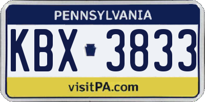 PA license plate KBX3833