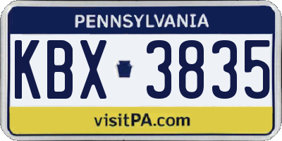 PA license plate KBX3835