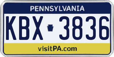 PA license plate KBX3836