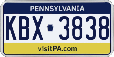 PA license plate KBX3838