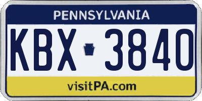 PA license plate KBX3840
