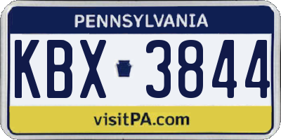 PA license plate KBX3844