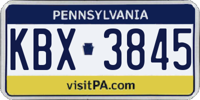 PA license plate KBX3845