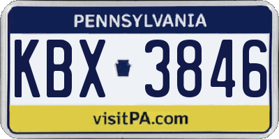 PA license plate KBX3846