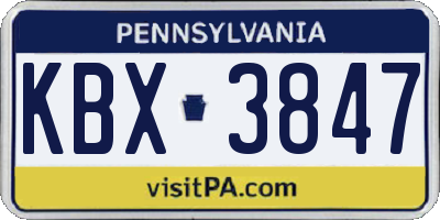 PA license plate KBX3847