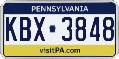 PA license plate KBX3848