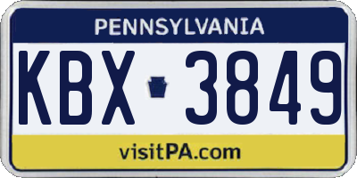PA license plate KBX3849
