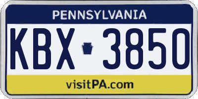 PA license plate KBX3850