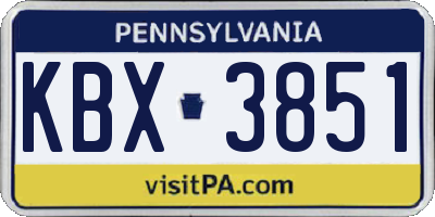 PA license plate KBX3851