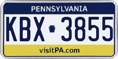 PA license plate KBX3855