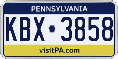 PA license plate KBX3858