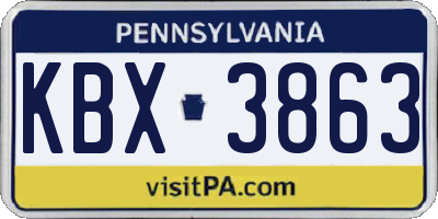 PA license plate KBX3863