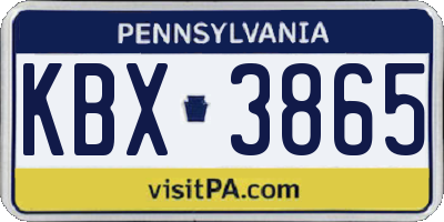 PA license plate KBX3865