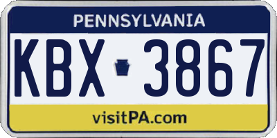 PA license plate KBX3867