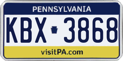PA license plate KBX3868