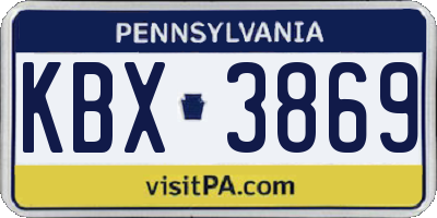 PA license plate KBX3869