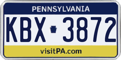 PA license plate KBX3872