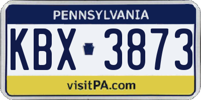 PA license plate KBX3873