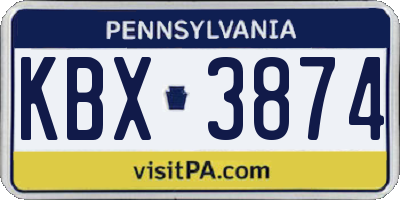 PA license plate KBX3874