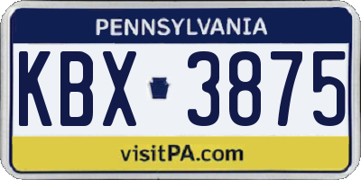 PA license plate KBX3875