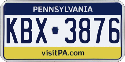 PA license plate KBX3876
