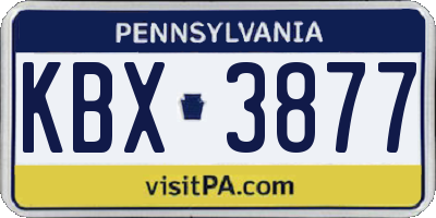 PA license plate KBX3877