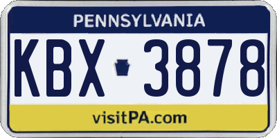 PA license plate KBX3878