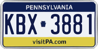 PA license plate KBX3881