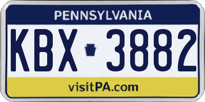 PA license plate KBX3882