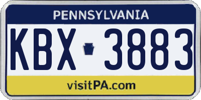 PA license plate KBX3883