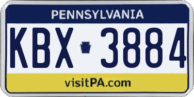 PA license plate KBX3884