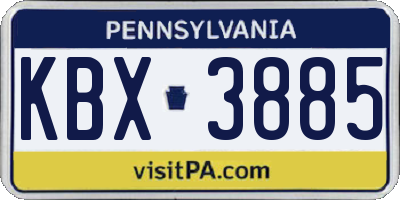PA license plate KBX3885