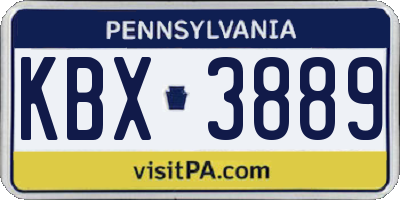 PA license plate KBX3889