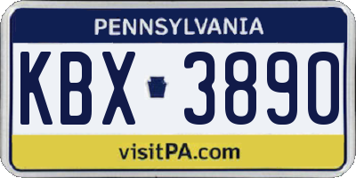 PA license plate KBX3890