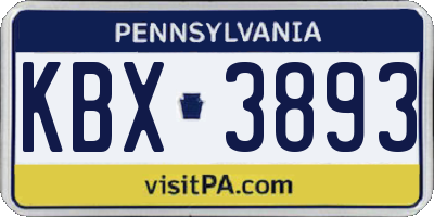 PA license plate KBX3893