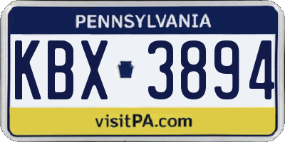PA license plate KBX3894