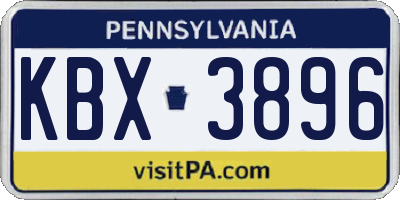 PA license plate KBX3896