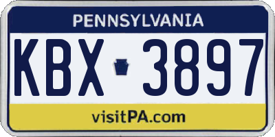 PA license plate KBX3897