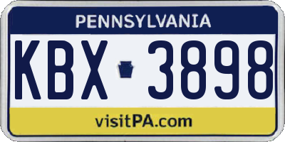 PA license plate KBX3898