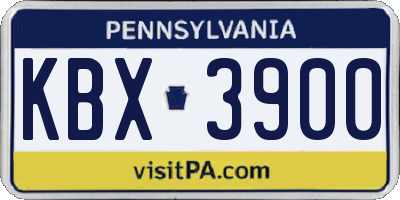 PA license plate KBX3900