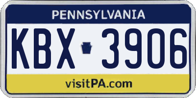 PA license plate KBX3906