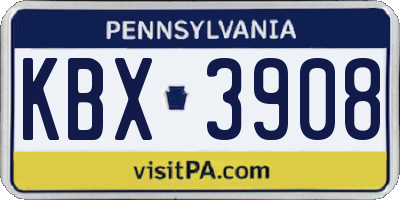 PA license plate KBX3908